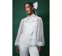 Lisa Tan Sequin Organza Bridal Blouse Coast Ivory 8