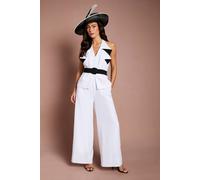 Coast Women's Lisa Tan Statement V Neck Jumpsuit in Mono | Size: 12 Coast Mono 12