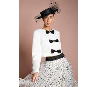 Coast Women's Lisa Tan Structured Satin Bow Front Jacket in Mono | Size: 12 Coast Mono 12
