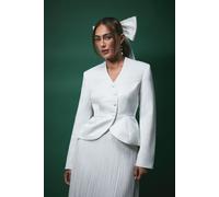 Lisa Tan Waisted Peplum Hem Jacket Coast White 10