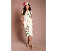 Coast Women's Lisa Tan Wrap Waist Tailored Midi Dress in Ivory | Size: 10