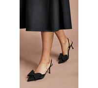 Coast Women's Lola Satin Bow Detail Medium Stiletto Heel Sling Back Court Shoes in Black | Size: 8 Coast Black 8