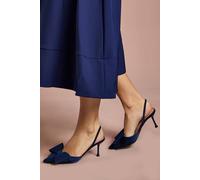 Coast Women's Lola Satin Bow Detail Medium Stiletto Heel Sling Back Court Shoes in Navy | Size: 3 Coast Navy 3