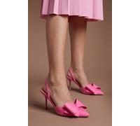 Coast Women's Lola Satin Bow Detail Medium Stiletto Heel Sling Back Court Shoes in Pink | Size: 4