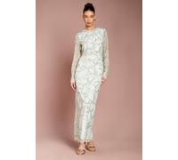 Coast Women's Long Sleeve Floral Embellished Maxi Dress in Mint | Size: 8