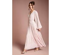 Coast Women's Long Sleeve Linear Embellished Maxi Dress in Blush | Size: 16