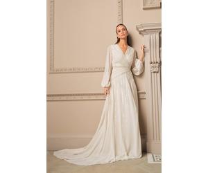 Coast Women's Long Sleeve Linear Embellished Wedding Dress in Ivory | Size: 12 Coast Ivory 12