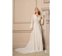Coast Women's Long Sleeve Linear Embellished Wedding Dress in Ivory | Size: 8