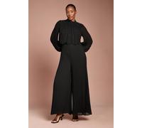 Coast Women's Long Sleeve Pearl Embellished Pleated Jumpsuit in Black | Size: 10 Coast Black 10