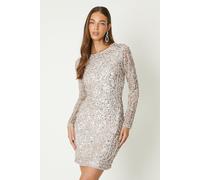 Coast Women's Long Sleeve Sequin Mini Dress in Blush | Size: 10 Coast Blush 10