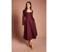 Coast Women's Long Sleeve Sweetheart Neckline Long Sleeve Midi Dress in Fig | Size: 8
