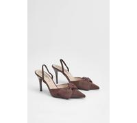 Coast Women's Macey Satin Slingback High Heel Bow Detail Court Shoes in Chocolate | Size: 4 Coast Chocolate 4