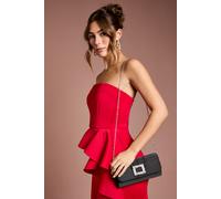 Coast Women's Mandolin Satin Pearl Brooch Clutch Bag in Black Coast Black One Size