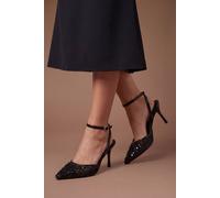 Coast Women's Maria Faux Leather Sequin Embellished Stiletto Court Shoes in Black | Size: 3