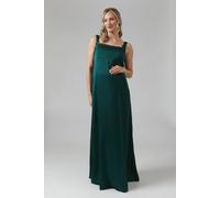 Coast Women's Maternity Square Neck Satin Bridesmaid Maxi Dress in Emerald | Size: 8