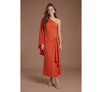 Coast Women's Metal Detail One Shoulder Midi Dress in Rust | Size: 10
