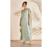 Coast Women's Metallic One Shoulder Maxi Dress in Olive | Size: 12 Coast Olive 12