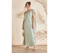 Coast Women's Metallic One Shoulder Maxi Dress in Olive | Size: 8 Coast Olive 8