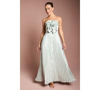 Coast Women's Metallic Strappy Pleated Corsage Maxi Dress in Silver | Size: 12 Coast Silver 12