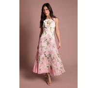 Coast Women's Muse 3D Printed Flower Pleated Midi Dress in Pink | Size: 14 Coast Pink 14
