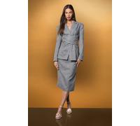 Coast Women's Muse Check Midi Pencil Skirt With Embellishment in Grey | Size: 12 Coast Grey 12