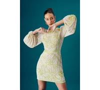 Coast Women's Muse Chiffon Embellished Mini Dress With Blouson Sleeves in Natural | Size: 12 Coast Natural 12