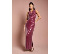 Coast Women's Muse Cowl Front Halter Sequin Maxi Dress in Plum | Size: 10 Coast Plum 10