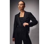 Coast Women's Muse Cropped Tuxedo Blazer in Black | Size: 16
