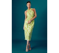 Coast Women's Muse Cross Neck Sequin Floral Midi Dress in Green | Size: 12 Coast Green 12