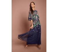 Coast Women's Muse Embellished Short Sleeve Maxi Dress in Navy | Size: 18