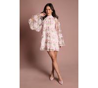 Coast Women's Muse Embroidered Mesh Shift Dress in Pink | Size: 12