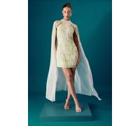 Coast Women's Muse Halter Neck Embellished Cape Sleeve Mini Dress in Lime | Size: 12 Coast Lime 12