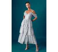 Coast Women's Muse Lace Sequin Tiered Dress in Blue | Size: 10 Coast Blue 10