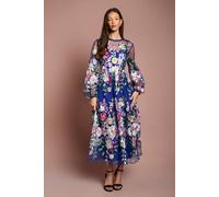 Coast Women's Muse Long Sleeve Embroidered Maxi Dress in Blue | Size: 10
