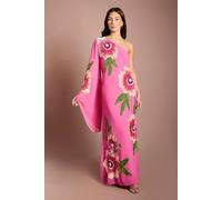 Coast Women's Muse One Shoulder Floral Embellished Maxi Dress in Magenta | Size: 10