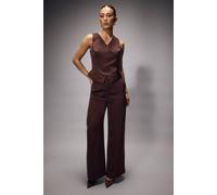 Coast Women's Muse Satin Wide Leg Tailored Trouser in Chocolate | Size: 14