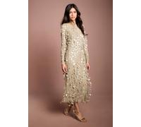Coast Women's Muse Sequin Long Sleeve Midi Dress in Champagne | Size: 12 Coast Champagne 12