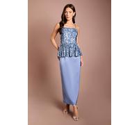 Coast Women's Muse Sequin Strappy Peplum Top Column Midi Dress in Blue | Size: 18