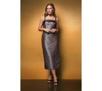 Coast Women's Muse Square Neck Linear Beaded Sequin Maxi Dress in Mocha | Size: 14 Coast Mocha 14