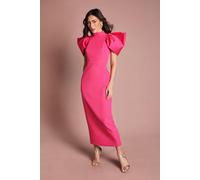 Coast Women's Muse Structured Satin Volume Sleeve Maxi Dress in Hot Pink | Size: 16 Coast Hot Pink 16
