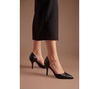 Coast Nate Satin 2 Part Medium Stiletto Heel Point Court Shoes, 6, Black