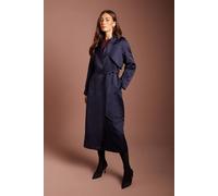 Coast Women's Navy Satin Occasion Belted Trench Coat | Size: 10