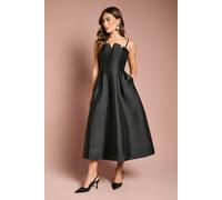 Coast Women's Notch Neck Detail Twill Midi Dress in Black | Size: 12 Coast Black 12