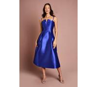 Coast Women's Notch Neck Detail Twill Midi Dress in Cobalt | Size: 12 Coast Cobalt 12