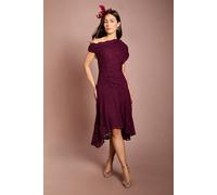 Coast Women's Off The Shoulder Lace Hi Lo Dress in Berry | Size: 8