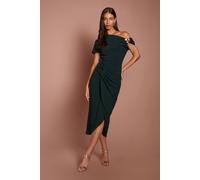 Coast Women's Off The Shoulder Wrap Skirt Crepe Midi Dress in Forest | Size: 16