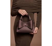 Coast Women's Olivia Satin Bow Detail Grab Bag With Crossbody Strap in Chocolate