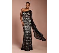 Coast Women's One Shoulder Cap Detail Lace Maxi Dress in Black | Size: 16 Coast Black 16