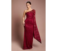 Coast Women's One Shoulder Cap Detail Lace Maxi Dress in Wine | Size: 12 Coast Wine 12