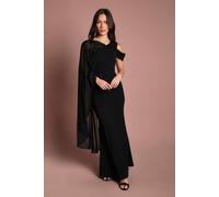 Coast Women's One Shoulder Chiffon Cape Crepe Maxi Dress in Black | Size: 8